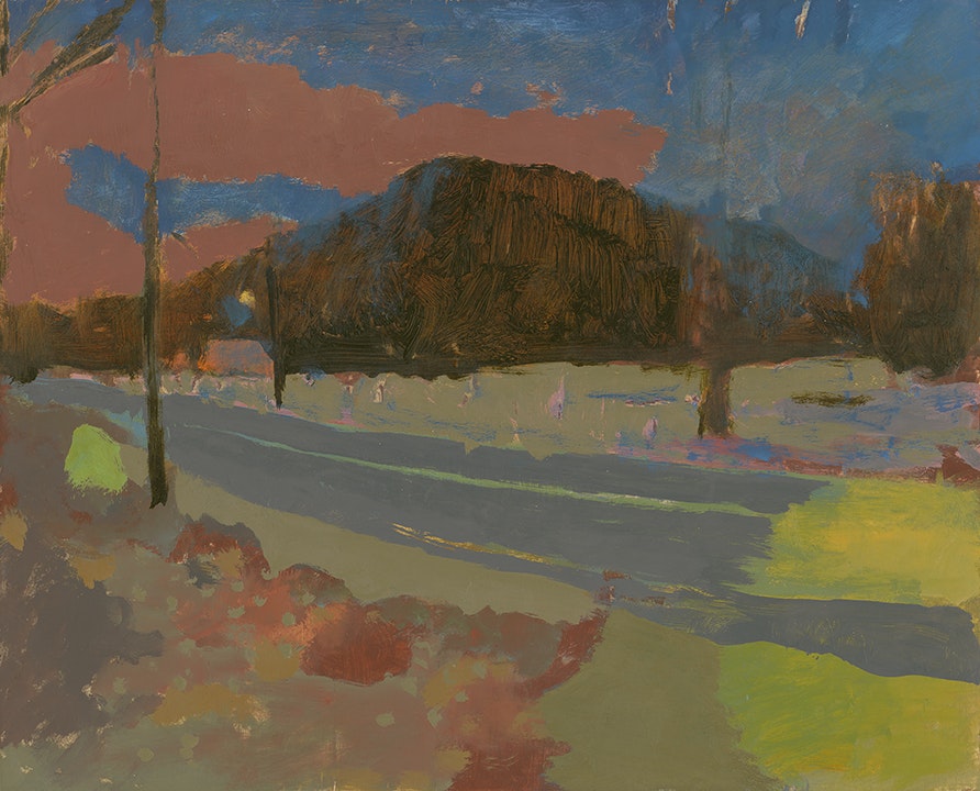 A broad pink cloud descending